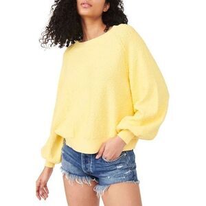 Free People Found My Friend Boucle Pullover in Sunshine Size Large